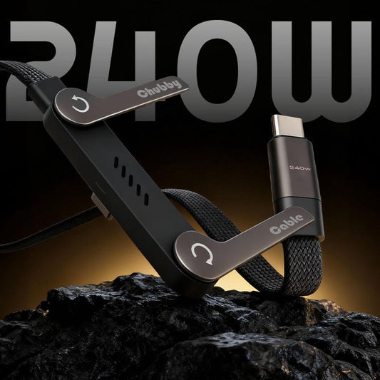 ChubbyCable StandLite™ - 240W Braided Fast Charge Cable With Built-in Phone Stand