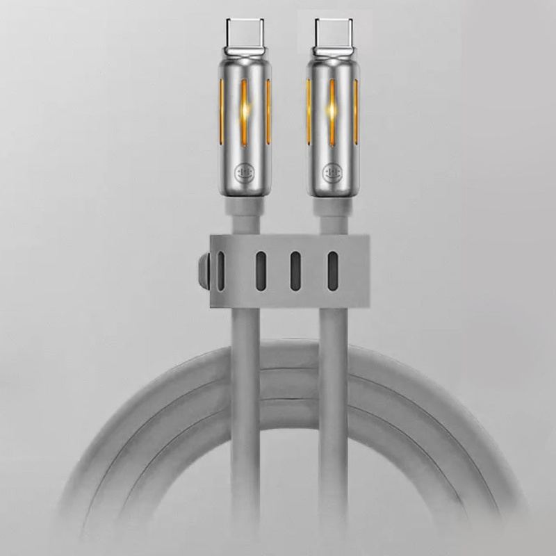 240W Silicone Charging Cable with Neon Lights: Multi-Compatible, Data Transfer