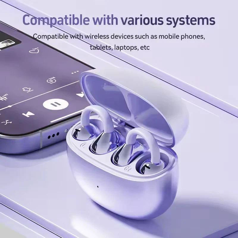 AI Translator Ultra-Light Open-Ear Clip Earbuds