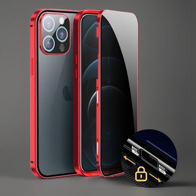 Anti-Peeping Double-Sided Glass Metal Transparent Mobile Phone Case For iPhone