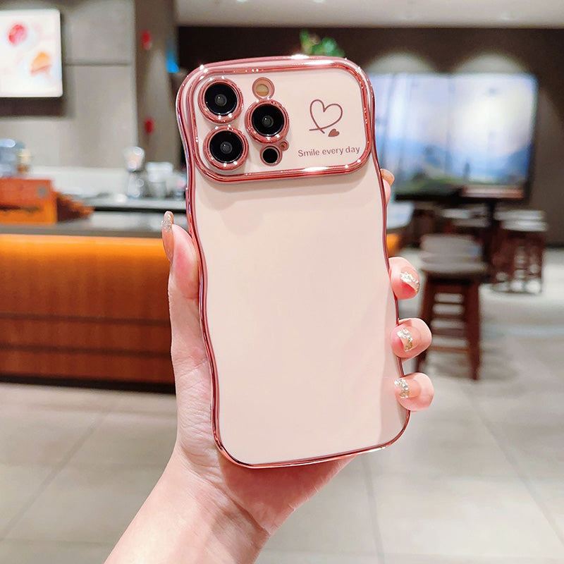 "Chubby 17" Heart Electroplating Big Wave Anti-Fall Phone Case for iPhone 17