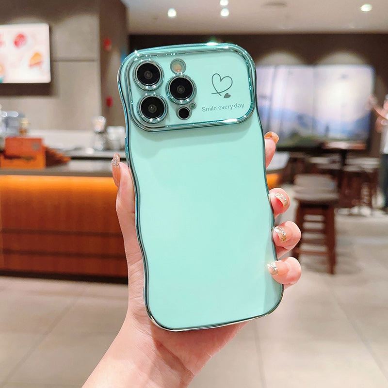 "Chubby 17" Heart Electroplating Big Wave Anti-Fall Phone Case for iPhone 17