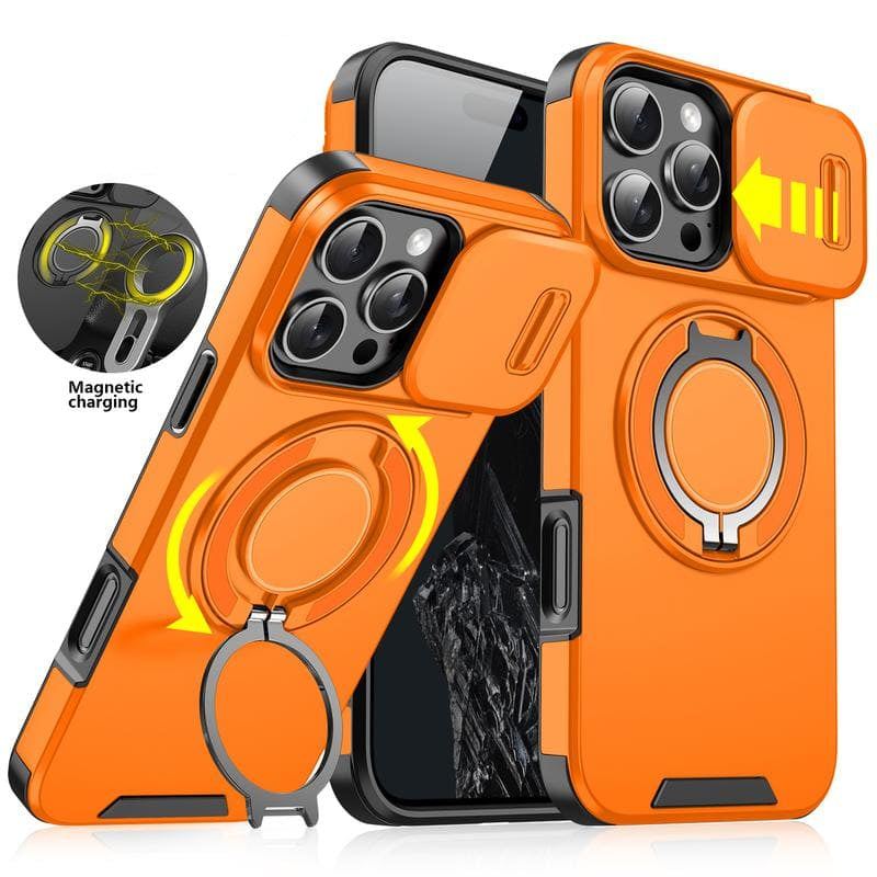 Military-Grade Shockproof Magnetic Case with Camera Slide & 360° Kickstand Ring Multi-Pack