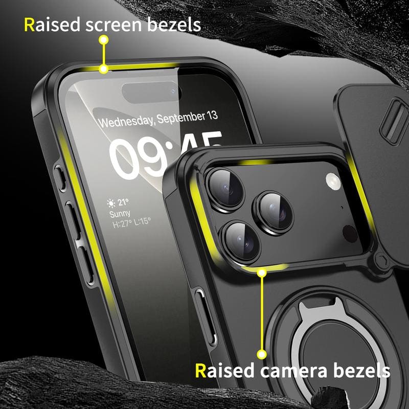 ChubbyArmor 2.0 - Military-Grade Shockproof Magnetic Case with Camera Slide & 360° Kickstand Ring