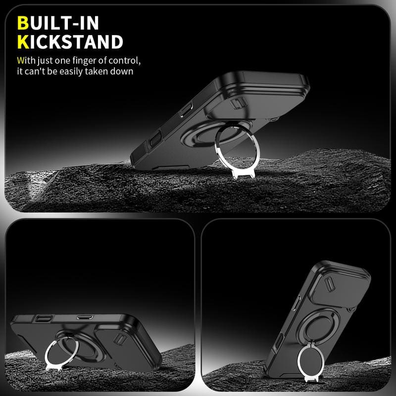 ChubbyArmor 2.0 - Military-Grade Shockproof Magnetic Case with Camera Slide & 360° Kickstand Ring