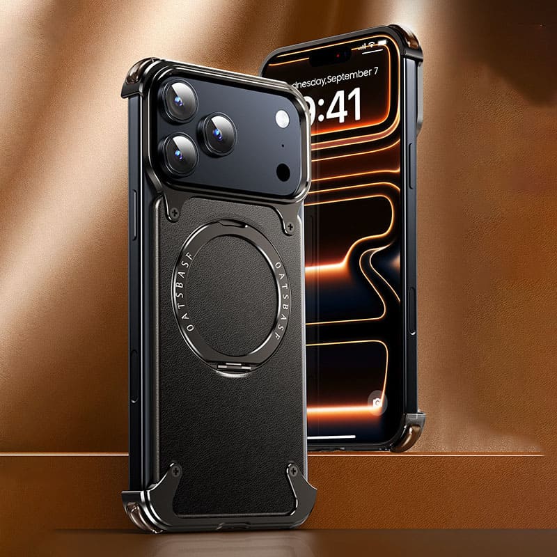 ChubbyArmor Classic - Leather Magnetic Case with 360¡ã Rotating Stand for iPhone 17
