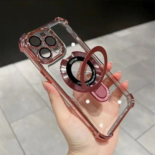Translucent Magnetic iPhone Cover with Stand and Corner Cushions For iPhone 11-14 Series