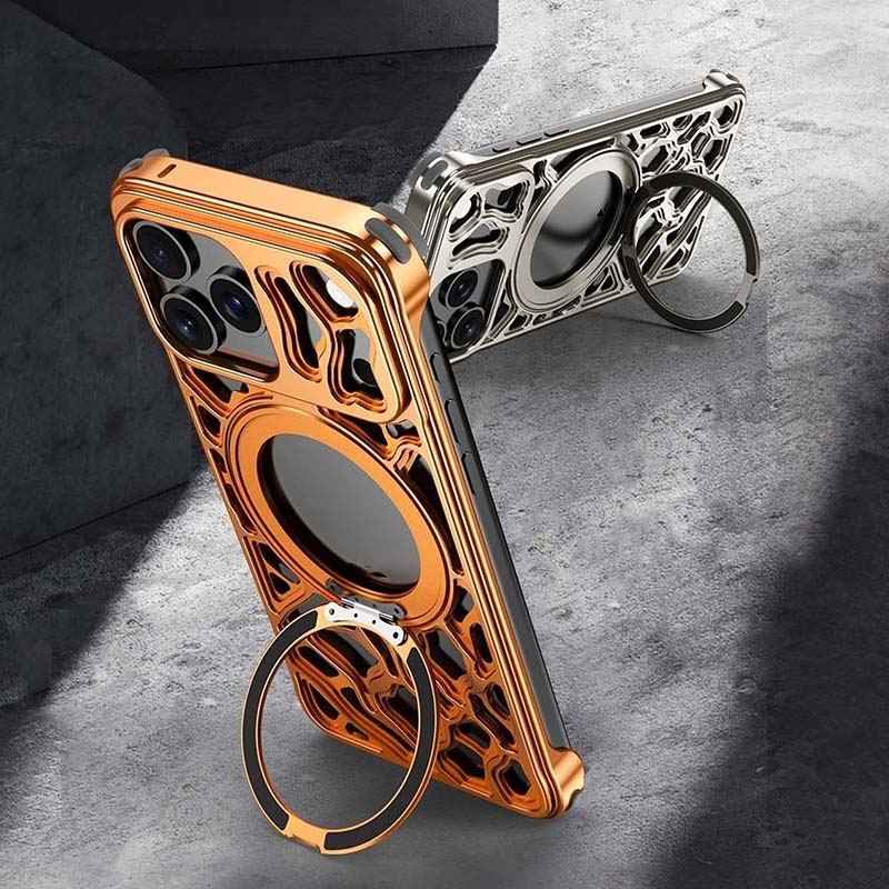 ChubbyArmor CloudRock - Hollow Metal Magnetic Case With Rotating Stand For iPhone 17