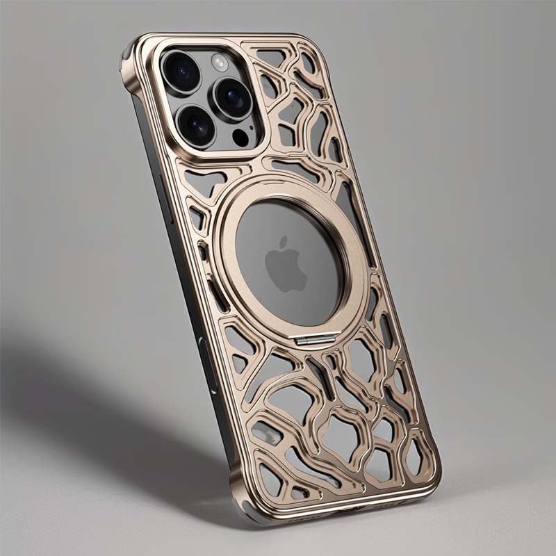 ChubbyArmor CloudRock - Hollow Metal Magnetic Case With Rotating Stand For iPhone 17