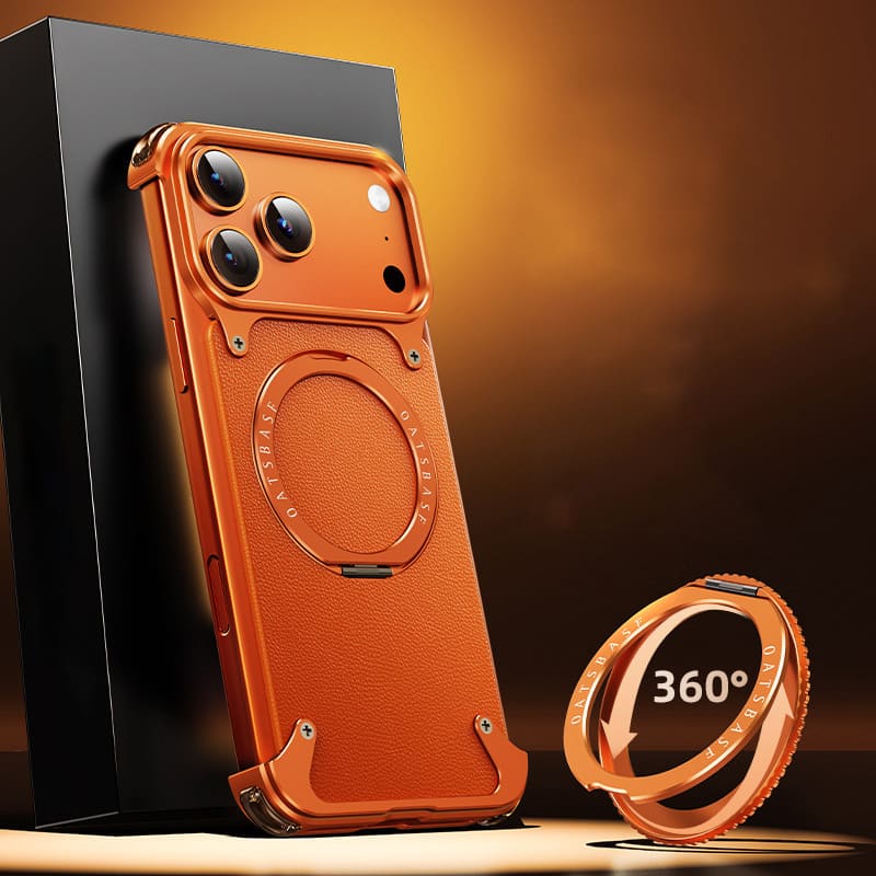 ChubbyArmor Continental - Leather Magnetic Case with 360° Rotating Stand for iPhone 17