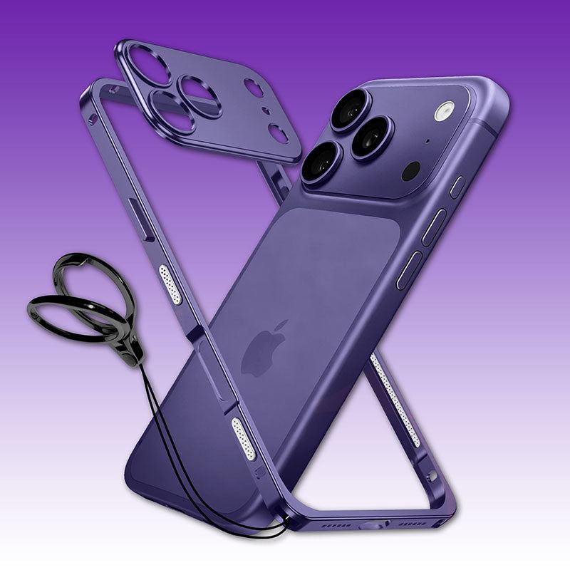 ChubbyArmor LiteGo - Ultra-Thin Metal Bumper Case With Lens Protector & GripRing Phone Stand For iPhone 17