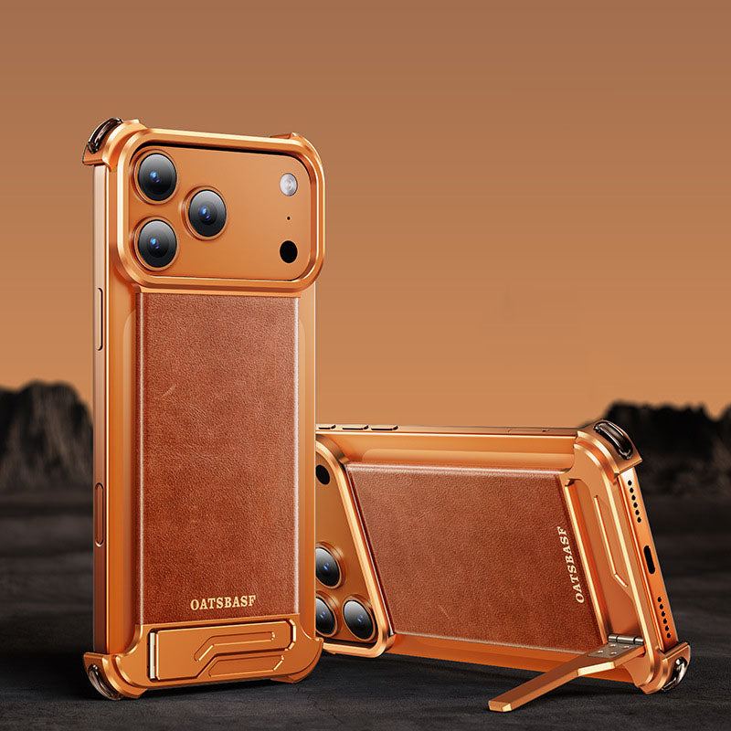 ChubbyArmor LuxeHold - Magnetic Leather Case With Hidden Stand For iPhone 17