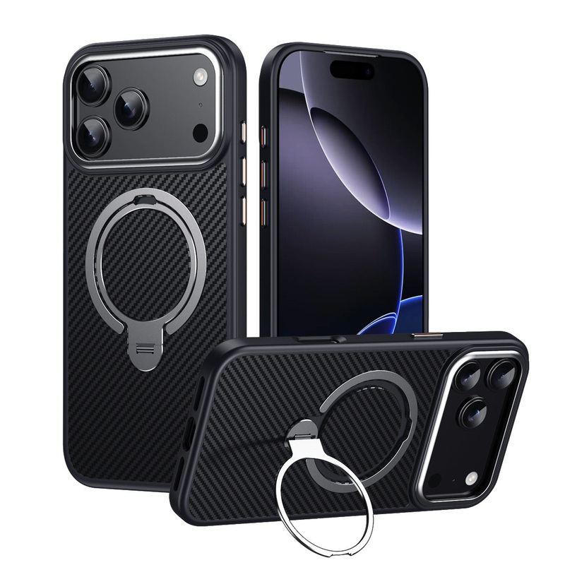 ChubbyArmor MagCarbon - Carbon Fiber Magnetic 360° Stand Case for iPhone 17