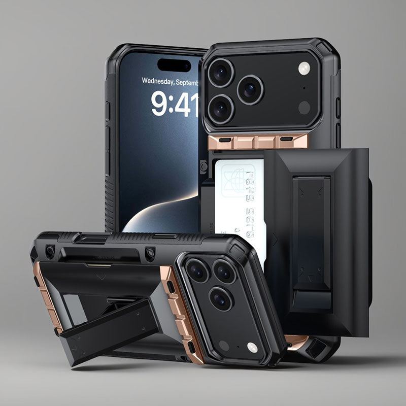 ChubbyArmor SlidePro – 2-in-1 Sliding Card Slot Case with Hidden Stand for iPhone 17