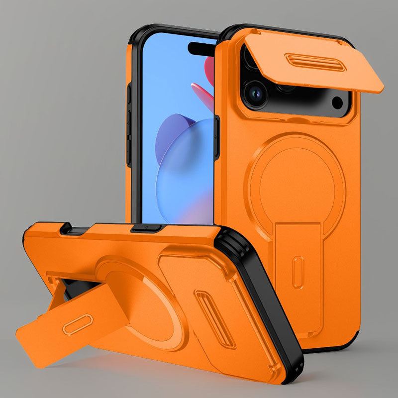 ChubbyArmor TitanShield – Military-Grade Magnetic Case with Hidden Stand & Flip Camera Cover for iPhone 17