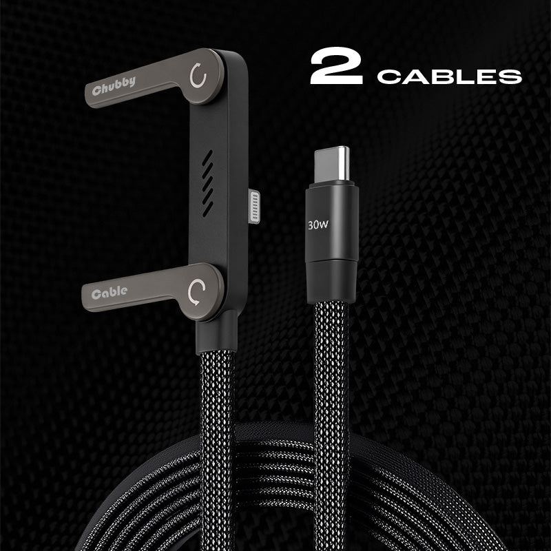 ChubbyCable StandLite™ - 240W Braided Fast Charge Cable With Built-in Phone Stand