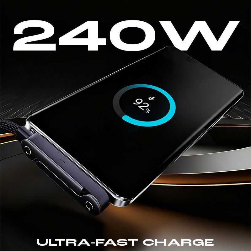 ChubbyCable StandLite™ - 240W Braided Fast Charge Cable With Built-in Phone Stand