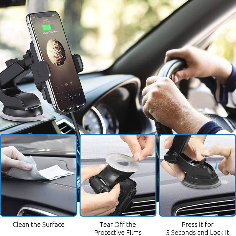 ChubbyCharge 15W AutoClamp Car Charger Mount – 360° Rotation
