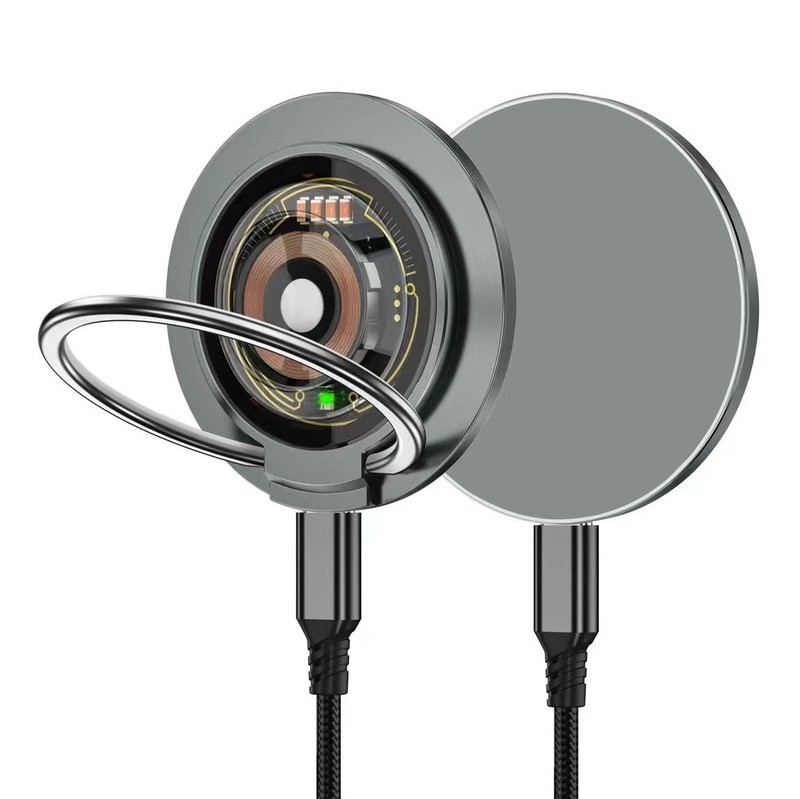 ChubbyCharge DuoCyber - 3-in-1 Magnetic Wireless Charger with Foldable Ring Kickstand