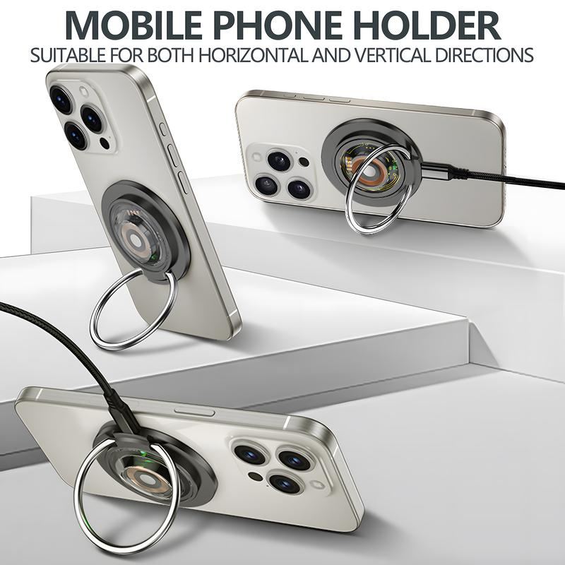 ChubbyCharge DuoCyber - 3-in-1 Magnetic Wireless Charger with Foldable Ring Kickstand