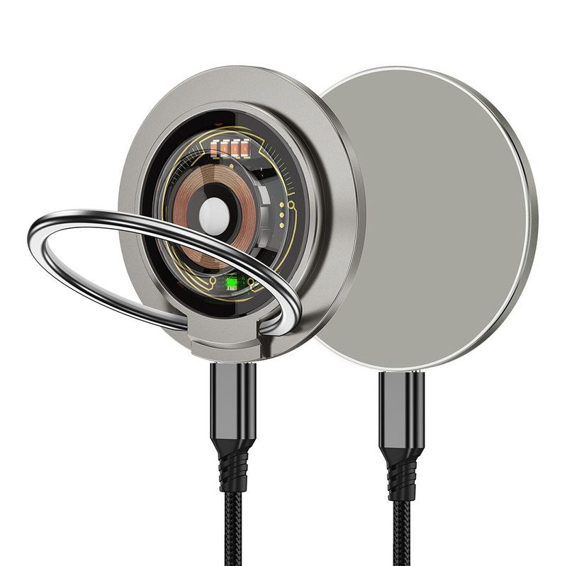 ChubbyCharge DuoCyber - 3-in-1 Magnetic Wireless Charger with Foldable Ring Kickstand