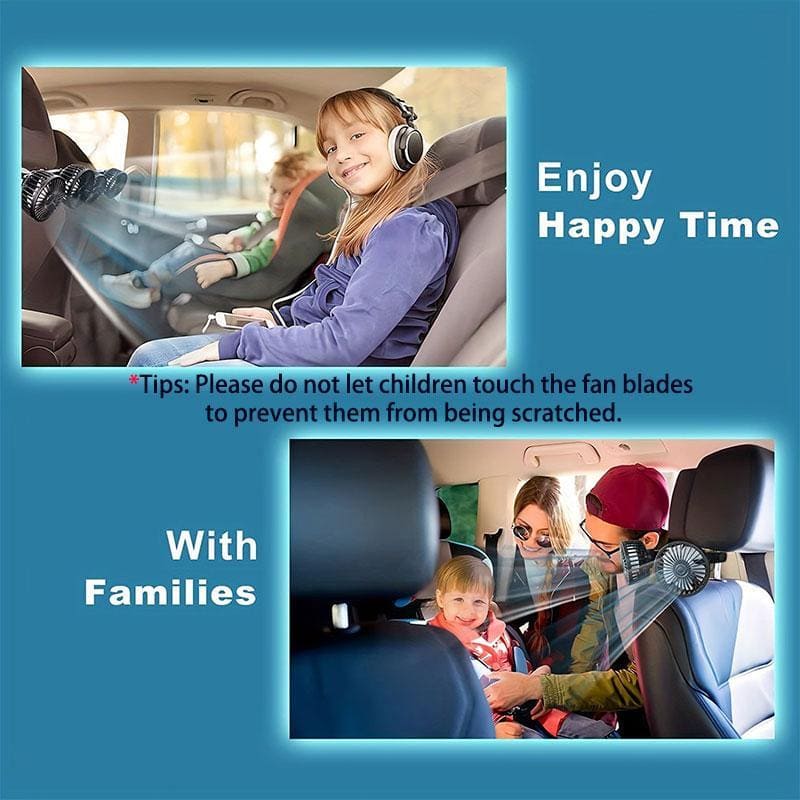 ChubbyCool Backseat Car Fan – Dual Heads & 360° Rotation