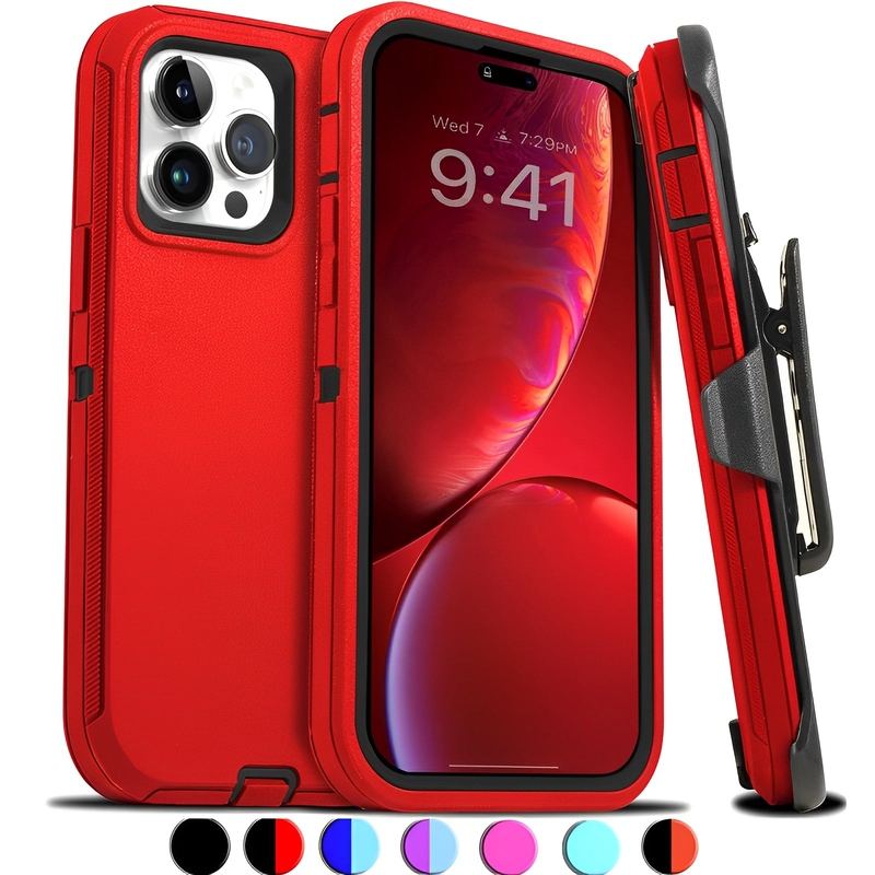 Heavy Duty Full-Body Shockproof Holster Case With Rotating Belt Clip For iPhone 16