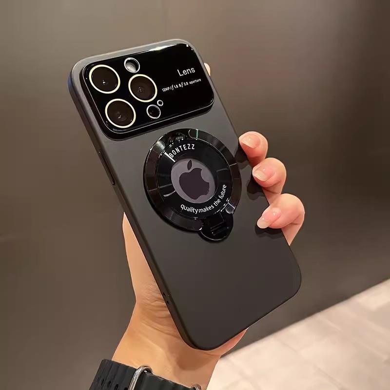 Magnetic Bracket Lens Protection Phone Case For iPhone