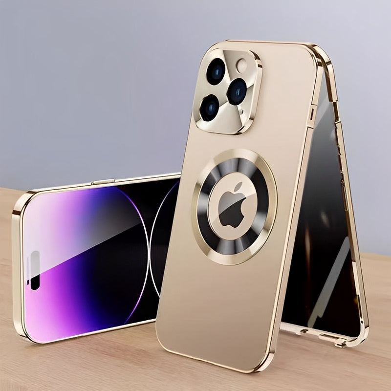 Magnetic Privacy Metal Frame Case for iPhone – Double-Sided, Anti-Spy Screen, Shockproof, Full Protection