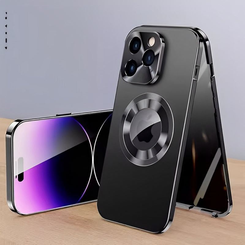Magnetic Privacy Metal Frame Case for iPhone – Double-Sided, Anti-Spy Screen, Shockproof, Full Protection