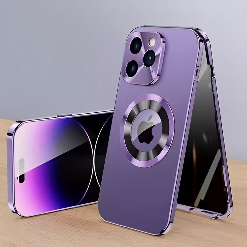 Magnetic Privacy Metal Frame Case for iPhone – Double-Sided, Anti-Spy Screen, Shockproof, Full Protection