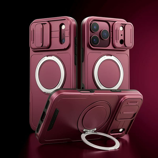 ChubbyArmor 3.0 - Military-Grade Shockproof Magnetic Case with Camera Slide & 360° Kickstand Ring for iPhone 18