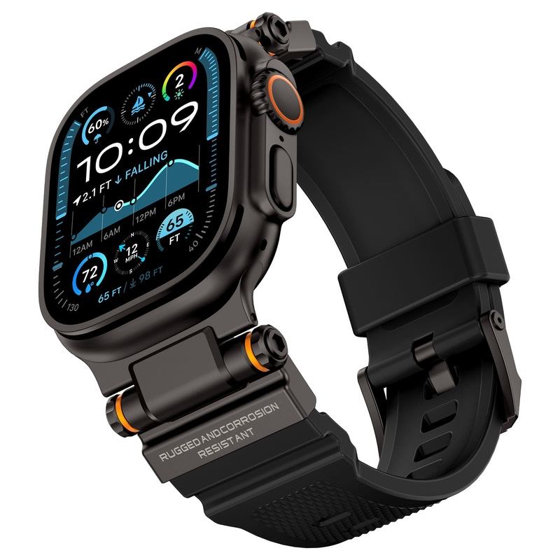 "Titanium Engraving" Silicone Band With Titanium Connector For Apple Watch
