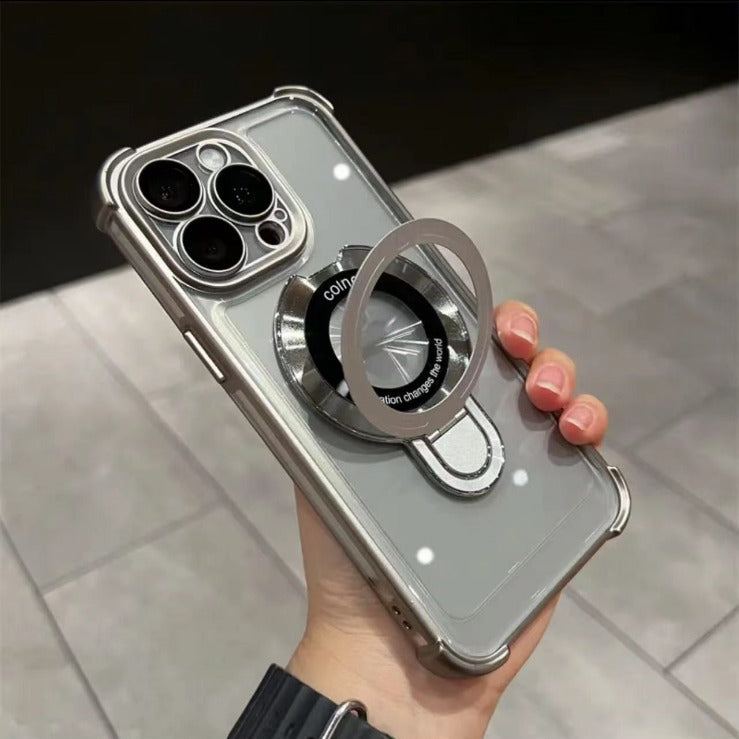 Translucent Magnetic iPhone Cover with Stand and Corner Cushions For iPhone 11-14 Series