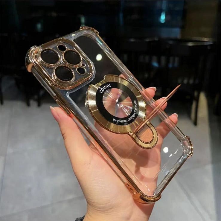 Translucent Magnetic iPhone Cover with Stand and Corner Cushions For iPhone 11-14 Series