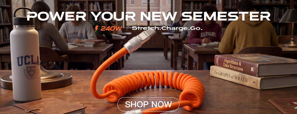 "Curly Chubby" 240W Coiled Fast Charging Cable for Car [240H Sag-Free]